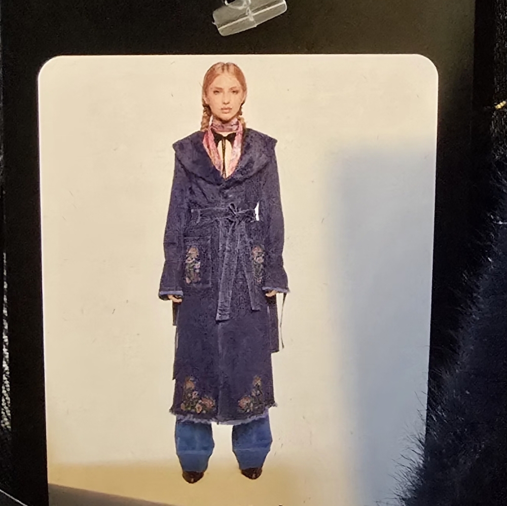 DOLLS KILL ~ Current Mood Denim Blue Embroidered Trench Coat